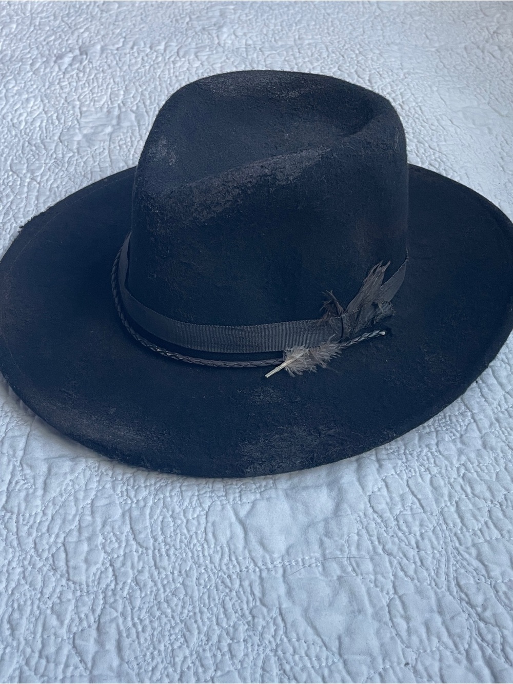 Classic Black Felt Stetson with Feather Accent